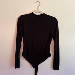 Black long sleeve mock neck bodysuit